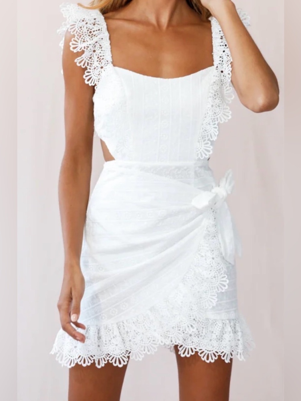 Selfie Leslie White Lace Trim Sundress Ladies S